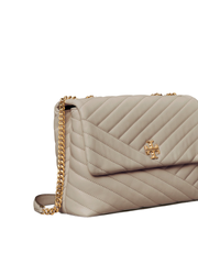 Tory Burch 58465 Kira Chevron Convertible Shoulder Bag Gray Heron