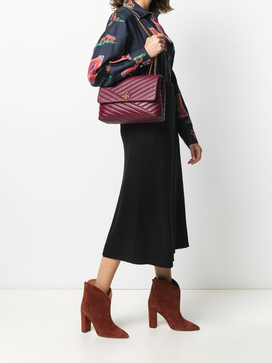 Tory Burch 58465 Kira Chevron Convertible Shoulder Bag Imperial Garnet