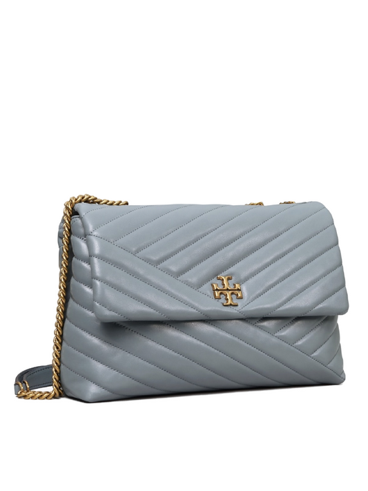 Tory Burch 58465 Kira Chevron Convertible Shoulder Bag Rainwater/Dark Gold
