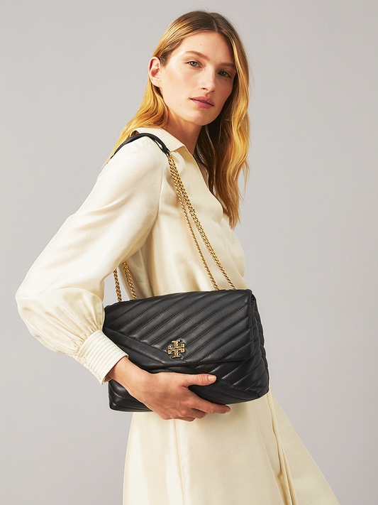 Tory Burch 58465 Kira Chevron Convertible Shoulder Bag Black