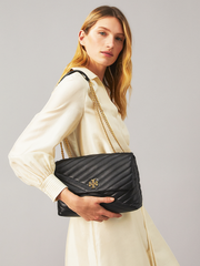 Tory Burch 58465 Kira Chevron Convertible Shoulder Bag Black