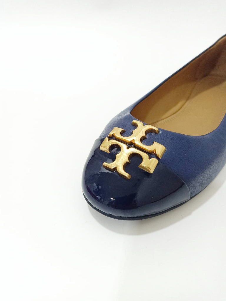 Tory Burch 60226 Everly Cap Toe Ballet Nappa Leather Royal Navy