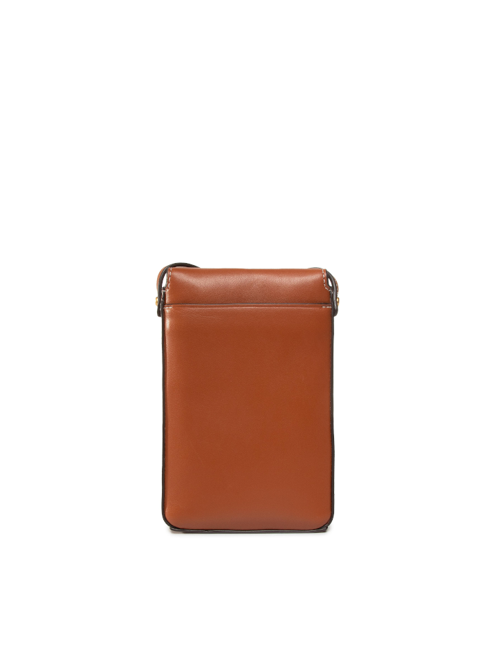 Tory Burch 61183 Miller Metal-Logo Phone Crossbody Aged Camello