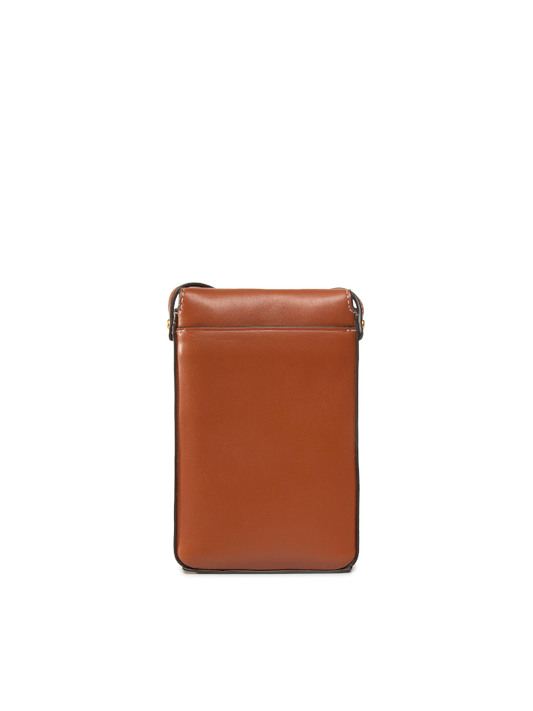 Tory Burch 61183 Miller Metal-Logo Phone Crossbody Aged Camello
