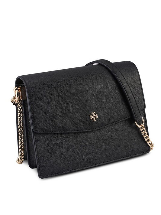 Tory Burch Emerson Envelope Adjustable Shoulder Bag Black