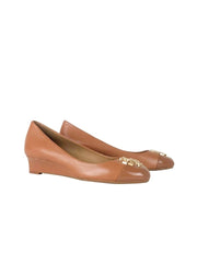 Tory Burch 61547 Everly 35mm Cap Toe Wedge Royal Tan Size 6