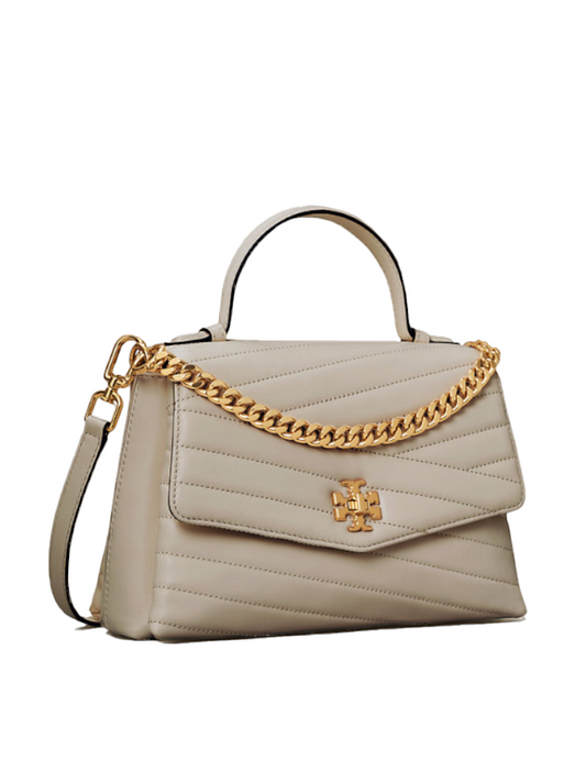 Tory Burch 61674 Kira Chevron Top Handle Satchel Gray Heron