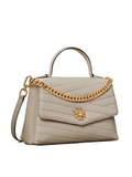 Tory Burch 61674 Kira Chevron Top Handle Satchel Gray Heron