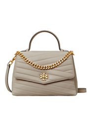 Tory Burch 61674 Kira Chevron Top Handle Satchel Gray Heron