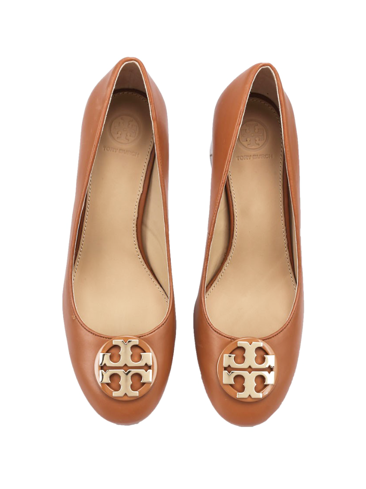Tory Burch 61770 Claire 50mm Pump Calf Leather Royal Tan