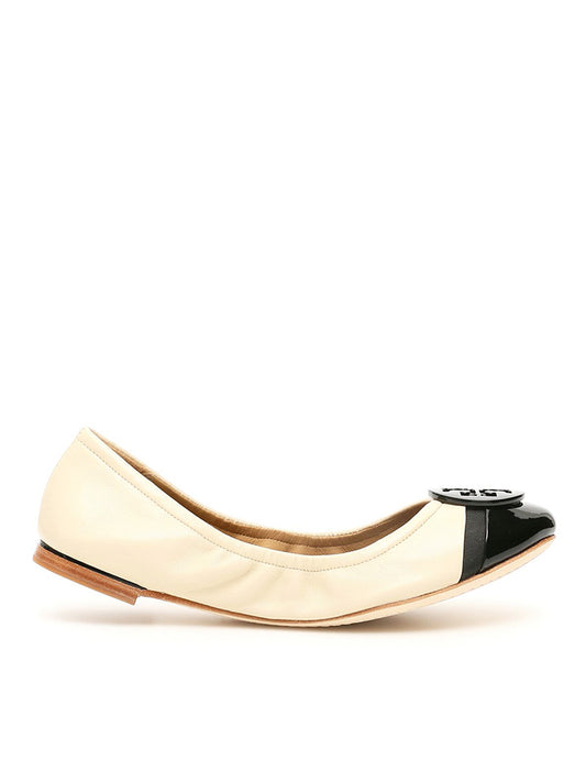 Tory Burch 63176 Minnie Cap Toe Ballet Flats Perfect Black