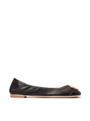 Tory Burch 63176 Minnie Patent Cap-Toe Ballet Flat Black