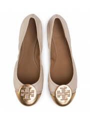 Tory Burch 63177 Minnie Cap-Toe Ballet Nappa Leather Dulce De Leche / Gold