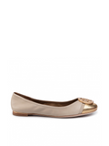 Tory Burch 63177 Minnie Cap-Toe Ballet Nappa Leather Dulce De Leche / Gold