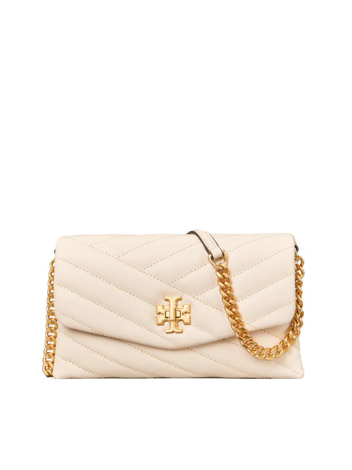 Tory Burch 64068 Kira Chevron Chain Wallet New Cream