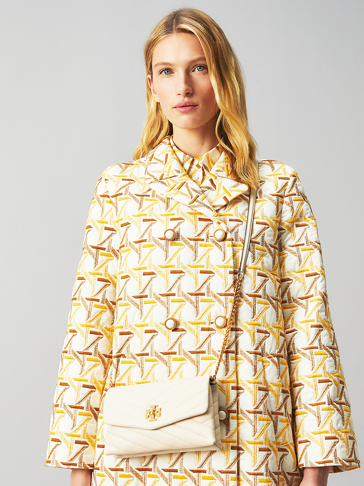 Tory Burch 64068 Kira Chevron Chain Wallet New Cream Balilene