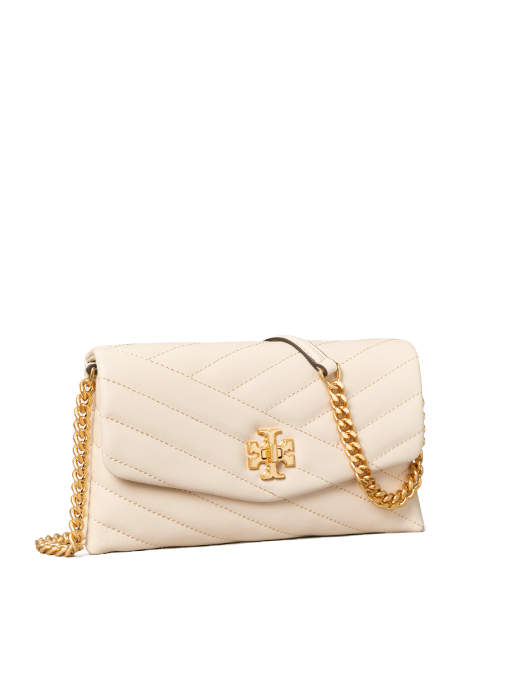 Tory Burch 64068 Kira Chevron Chain Wallet New Cream