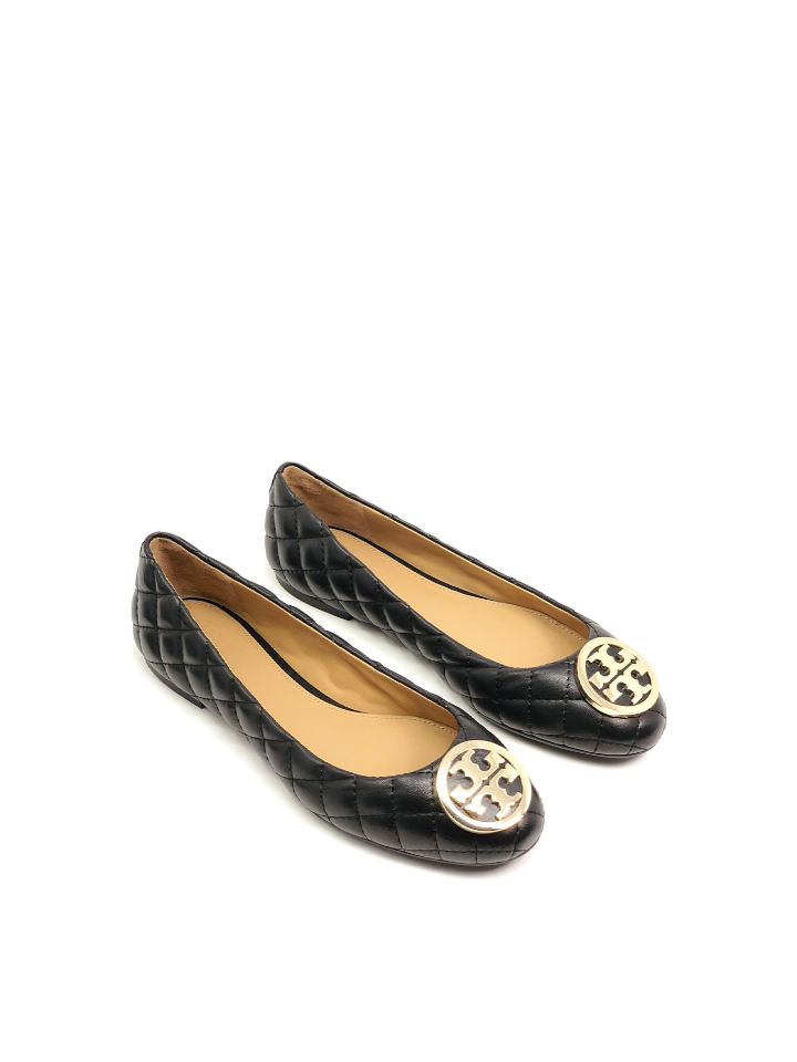 Tory Burch 64092 Benton 2 Quilted Ballet Flat Nappa Leather Perfect Black