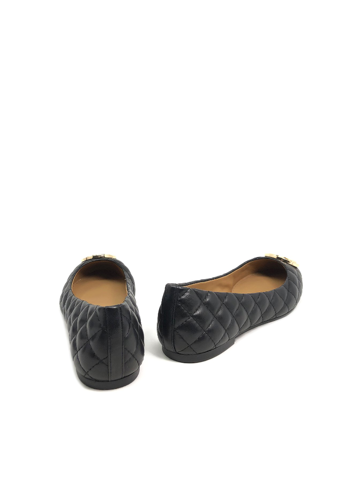 Tory Burch 64092 Benton 2 Quilted Ballet Flat Nappa Leather Perfect Black