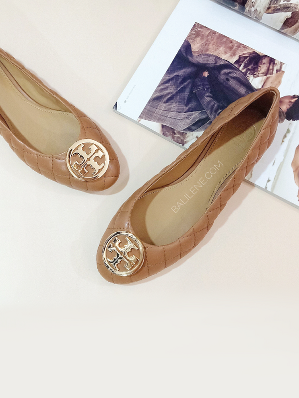 Tory Burch 64092 Benton 2 Quilted Ballet Flat Nappa Leather Royal Tan ...