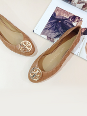 Tory Burch 64092 Benton 2 Quilted Ballet Flat Nappa Leather Royal Tan