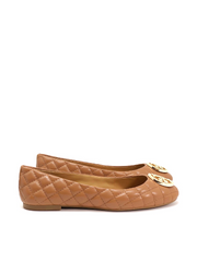 Tory Burch 64092 Benton 2 Quilted Ballet Flat Nappa Leather Royal Tan