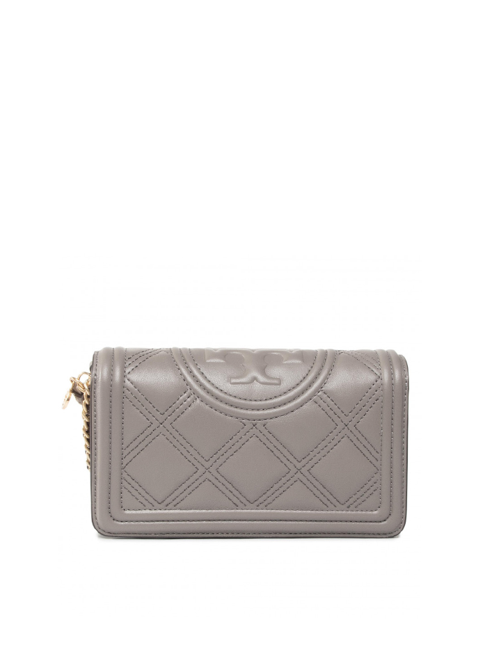 Tory Burch Fleming Soft Wallet Crossbody Bag Grey Heron