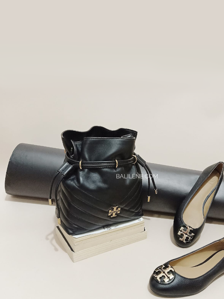 Tory Burch 64439 Kira Chevron Mini Bucket Bag Black