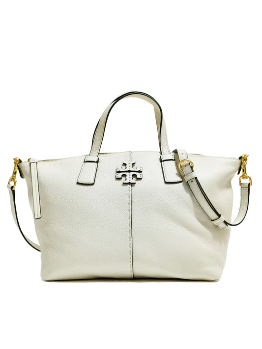 Tory Burch 64458 McGraw Top-Zip Satchel New Ivory