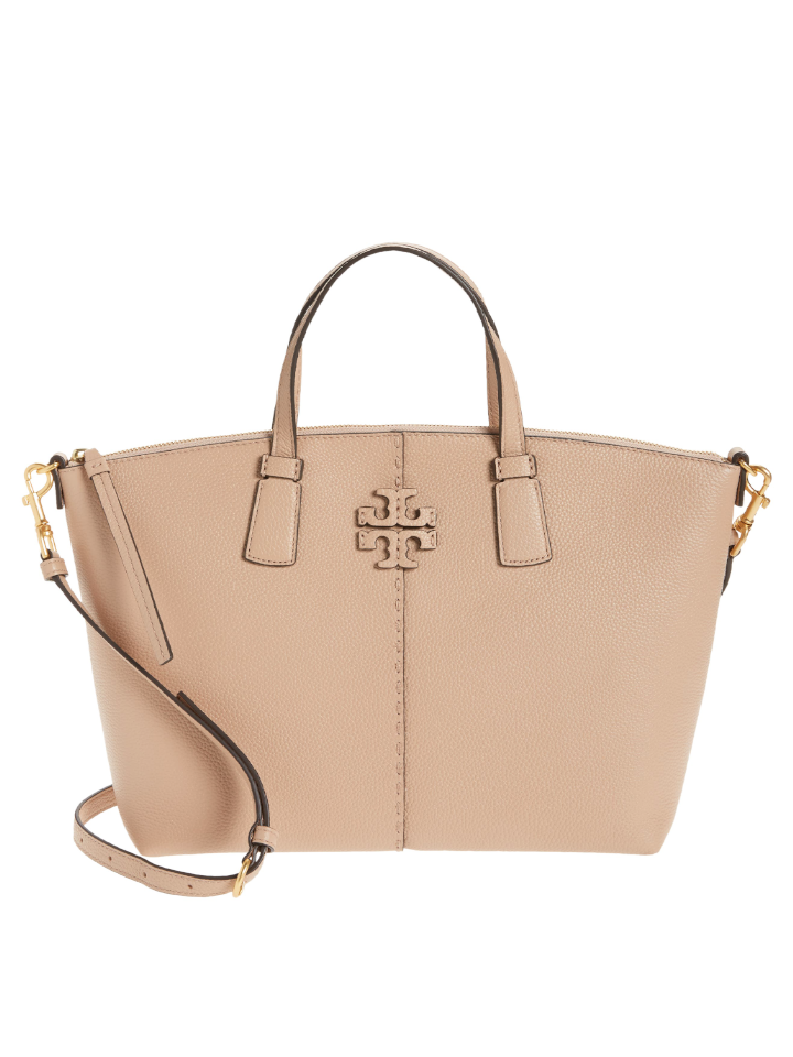 Tory Burch 64458 McGraw Top Zip Satchel Devond Sand