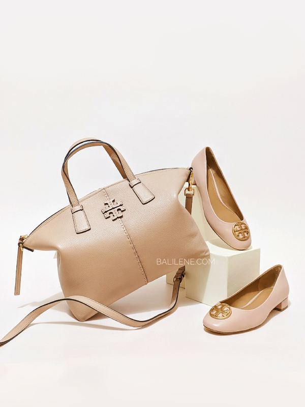 Tory Burch 64458 McGraw TopZip Satchel Devond Sand Balilene