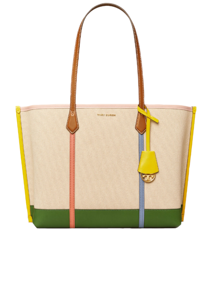 Tory Burch 64475 Perry Canvas Triple-Compartment Tote Natural