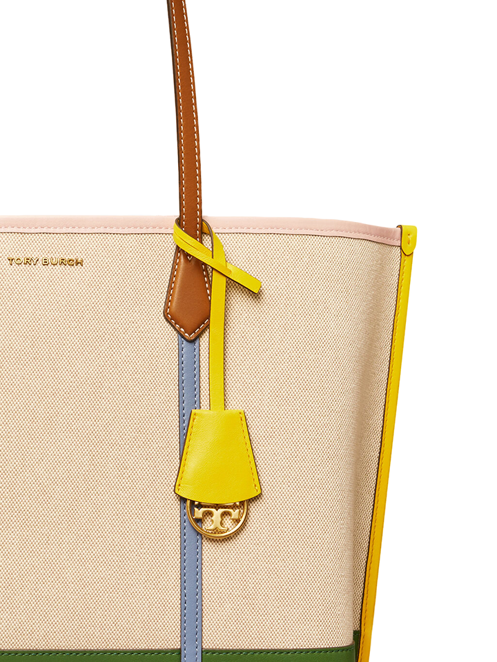 Tory Burch 64475 Perry Canvas Triple-Compartment Tote Natural