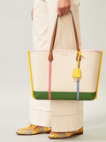Tory Burch 64475 Perry Canvas Triple-Compartment Tote Natural