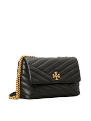 Tory Burch 64963 Kira Chevron Small Convertible Shoulder Bag Black