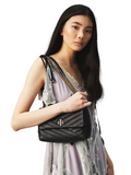 Tory Burch 64963 Kira Chevron Small Convertible Shoulder Bag Black