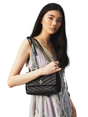 Tory Burch 64963 Kira Chevron Small Convertible Shoulder Bag Black