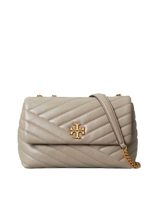 Tory Burch 64963 Kira Chevron Small Convertible Shoulder Bag Gray Heron