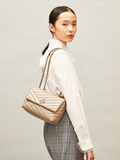 Tory Burch 64963 Kira Chevron Small Convertible Shoulder Bag Gray Heron