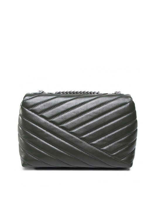 Tory Burch 64963 Kira Chevron Small Convertible Shoulder Bag Poblano