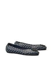 Tory Burch 64985 Minnie Printed Travel Ballet Flat In Navy Classic Dot