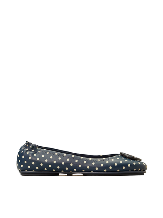 Tory Burch 64985 Minnie Printed Travel Ballet Flat In Navy Classic Dot
