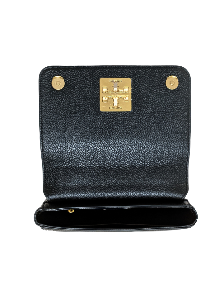 Tory Burch Britten Adjustable Leather Shoulder Bag in Black