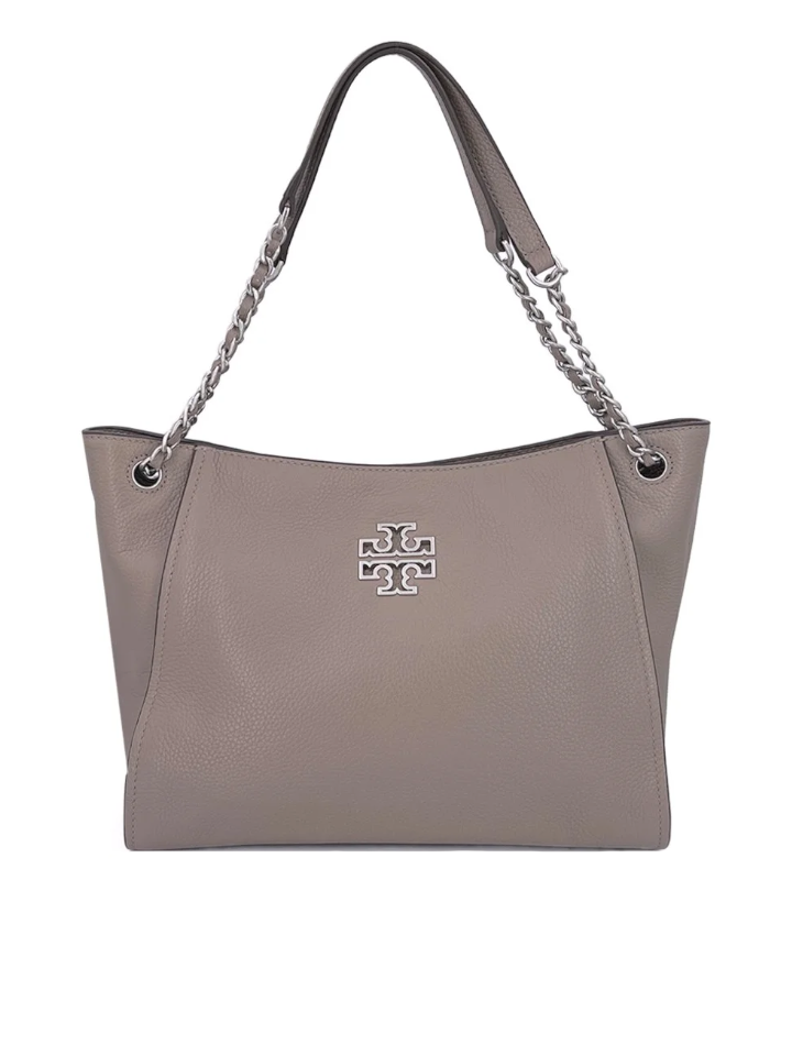 Tory Burch Britten Small Slouchy Tote French Gray Balilene