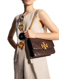 Tory Burch 73590 Eleanor Diamond Quilted Convertible Shoulder Bag Cold Brew