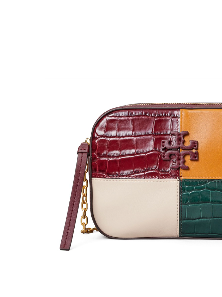 Tory Burch 74637 McGraw Embossed Colorblok Camera Bag Claret