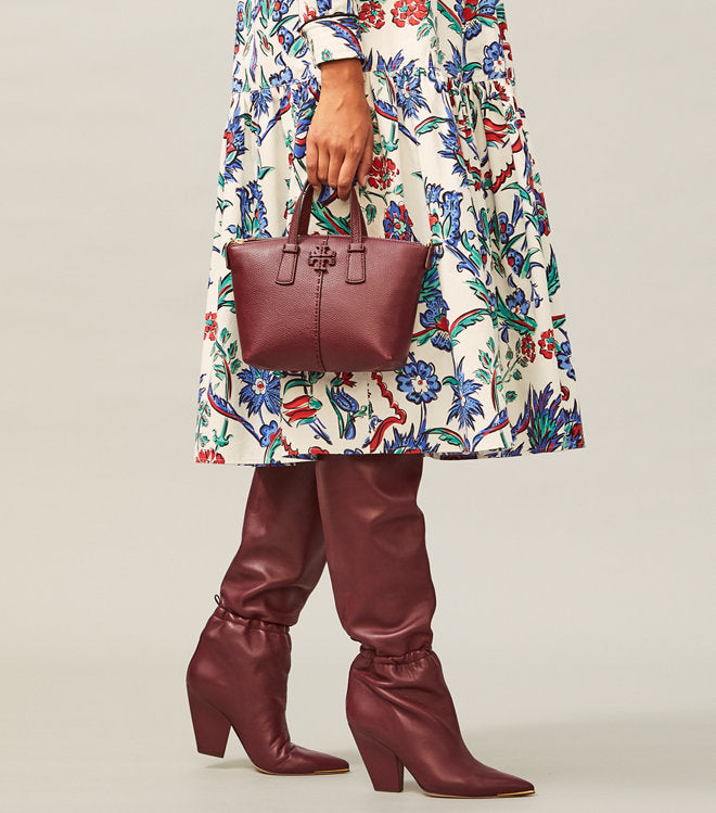 Tory Burch 74850 Mini Top Zip Satchel Claret