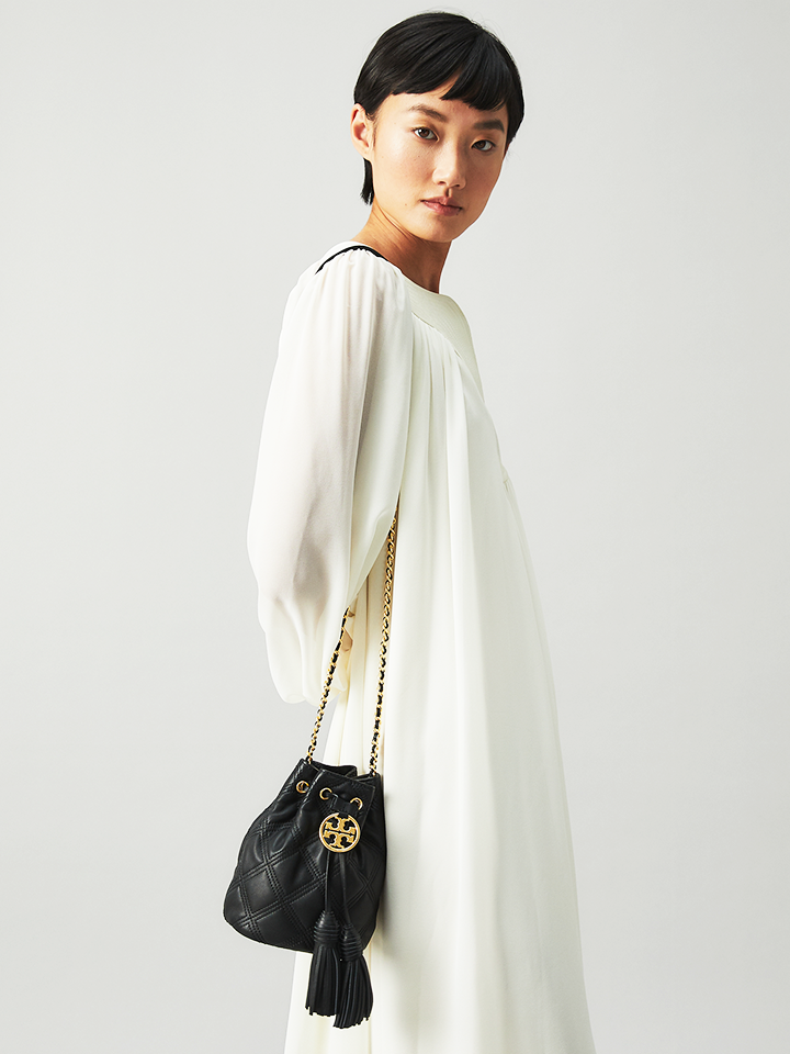 Tory Burch Fleming Soft Mini Bucket Bag Black