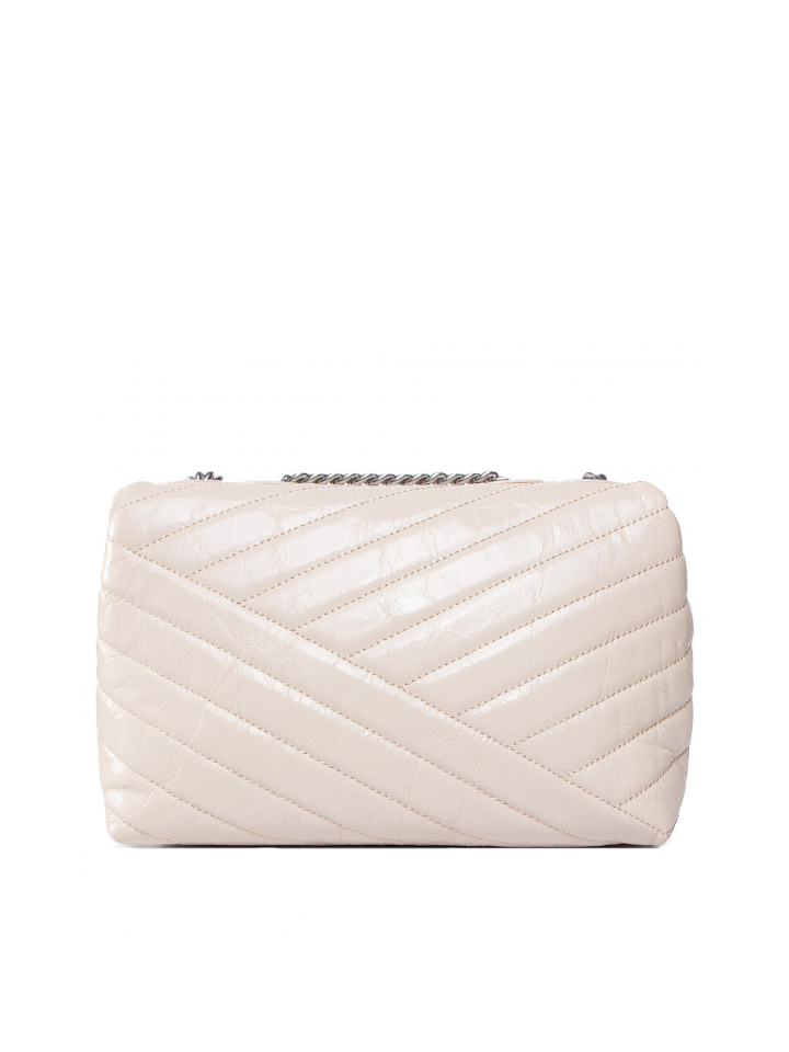 Tory Burch 75447 Kira Chevron Textured Small Convertible Shoulder Bag New Cream