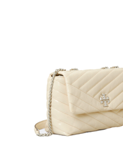 Tory Burch 75447 Kira Chevron Textured Small Convertible Shoulder Bag New Cream